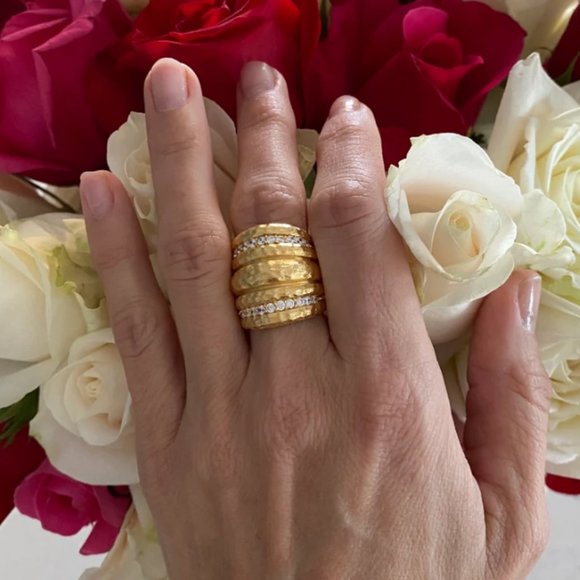 RIVKA FRIEDMAN Wide Hammered Band Ring - Size 8 - Picture 4 of 6